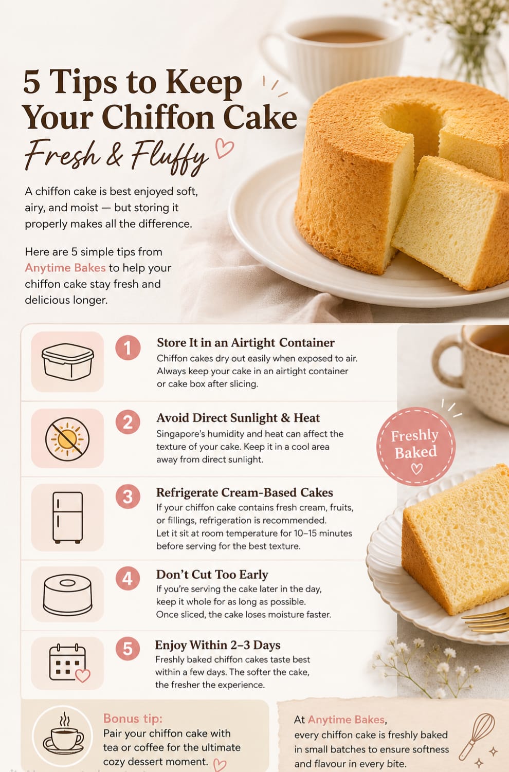 5 Tips to Keep Your Chiffon Cake Fresh & Fluffy