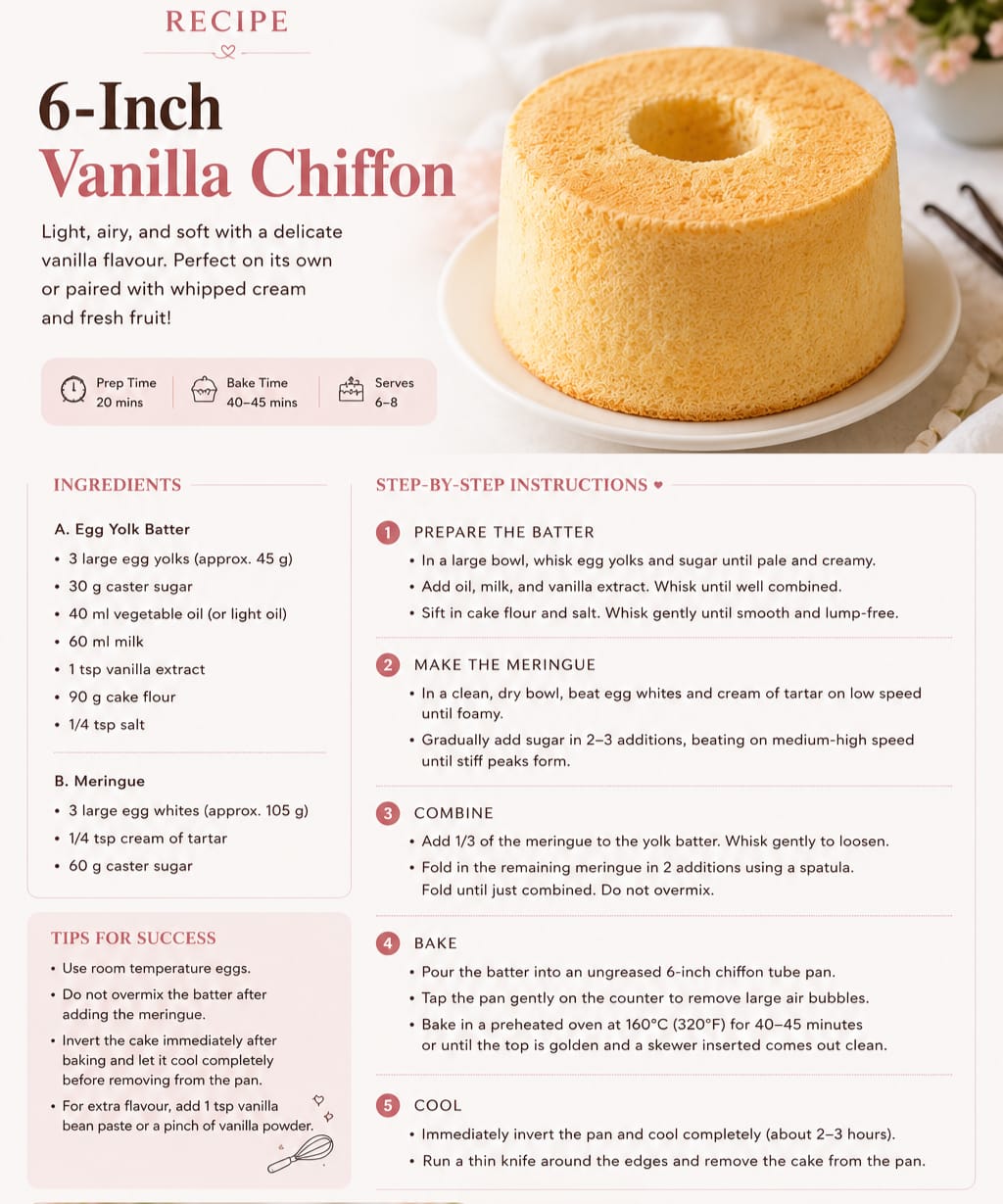 6" Vanilla Chiffon Recipe
