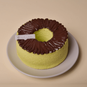 Pandan Chiffon with Nutella Drizzle
